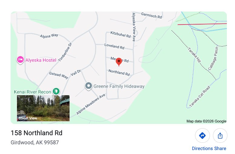 Map View of Northland Road in Girdwood