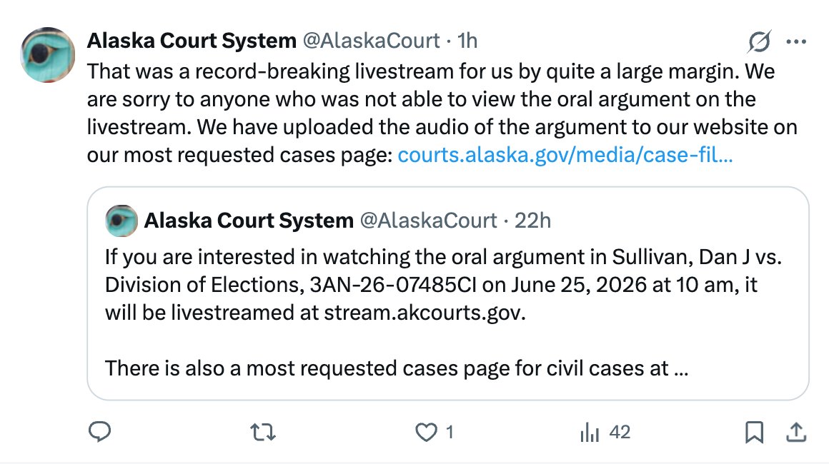 Alaska Court System Social Media Update