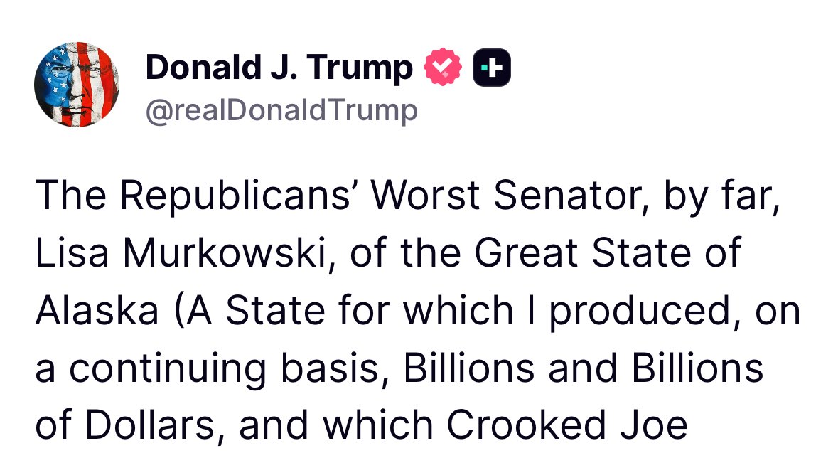 Social Media Post Criticizing Senator Murkowski