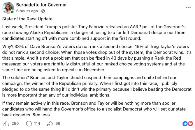 Bernadette for Governor Campaign Update