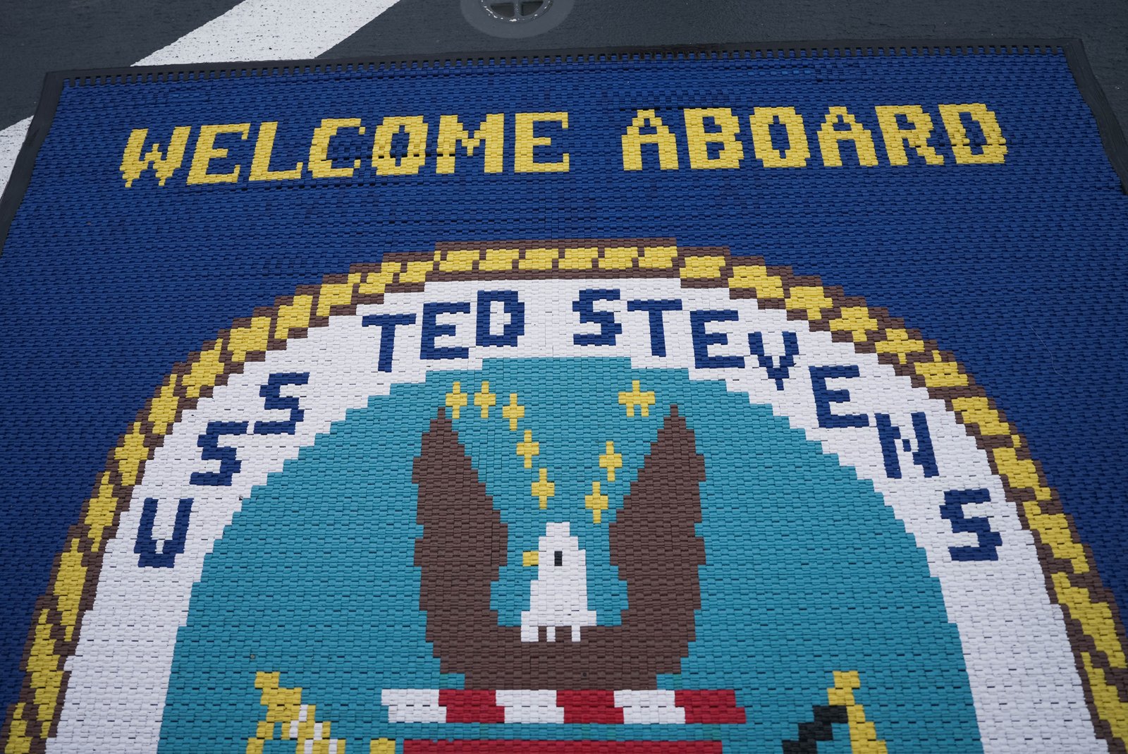 USS Ted Stevens Welcome Aboard Mat