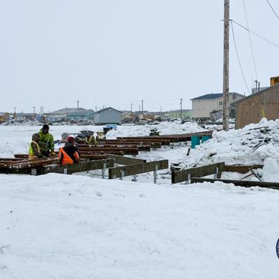 Kipnuk Construction Amidst Spring Snow